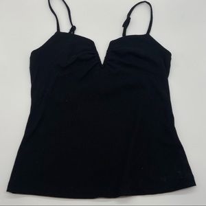V-Cut Black Cami Tank Top